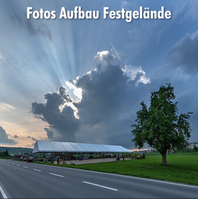 Das grosse Festzelt steht am 23. Mai. Der Aufbau des Festareal für den Musiktag Ruswil verläuft nach Plan.